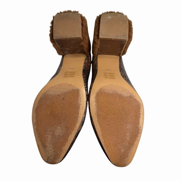 BCBGMAXAZRIA Lambo Furry Loafers Leather Heels Womens Sz 9 Brown Snakeskin - Picture 7 of 12